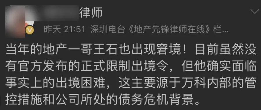  王石“出境受限”传闻背后的深层逻辑：房地产风险出清的标志性信号 股票财经
